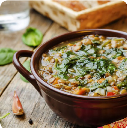 Lentil Soup with Cumin Spinach