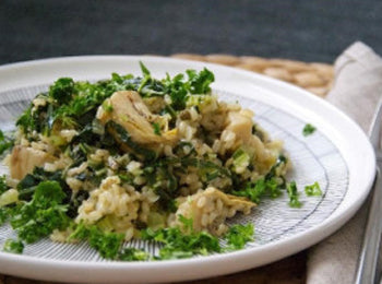 Alkaline diet recipe for creamy artichoke and caper quinoa risotto
